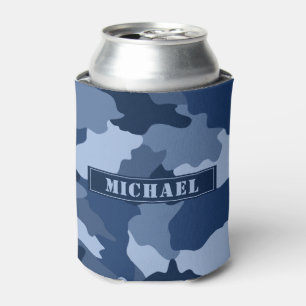 Rafraîchisseur Pour Canette Motif de camouflage bleu Nom du monogramme