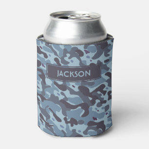 Rafraîchisseur Pour Canette Motif de camouflage bleu tendance avec nom