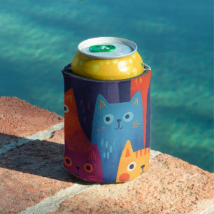 Rafraîchisseur Pour Canette Motif de chat de dessin animé coloré Chat fantai