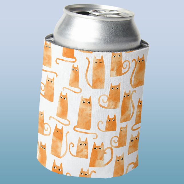 Rafraîchisseur Pour Canette Motif de chat orange amusant (Fun Orange Ginger Cat watercolor pattern can cooler)