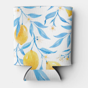 Rafraîchisseur Pour Canette Motif de citrons d'aquarelle à main