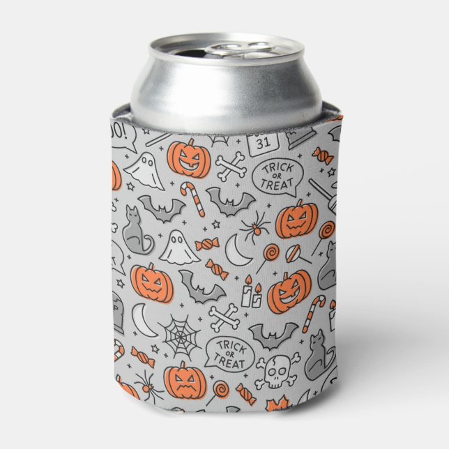 Rafraîchisseur Pour Canette Motif de doodle pour les enfants mignons Halloween (Can devant)