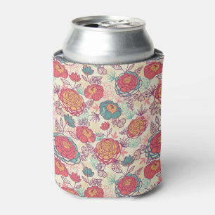 Rafraîchisseur Pour Canette Motif de fleurs et de feuille de pivoine