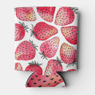 Rafraîchisseur Pour Canette Motif de fraises d'aquarelle.