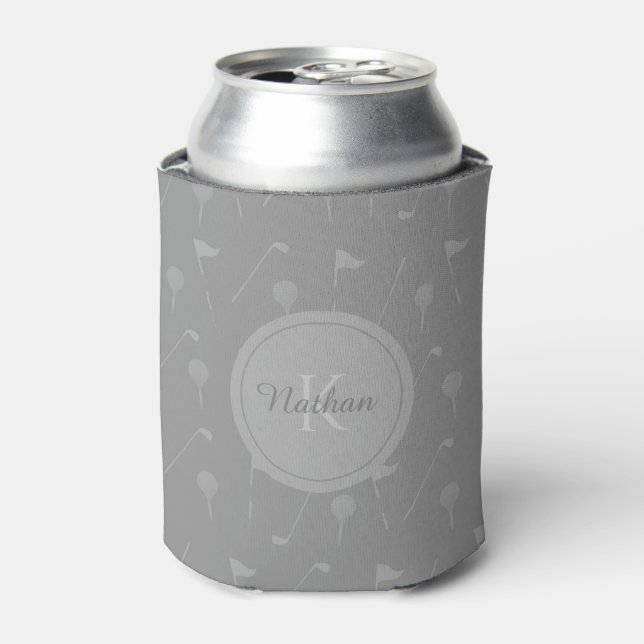 Rafraîchisseur Pour Canette Motif de golf gris Élégant Monogramme Masculine No (Can devant)