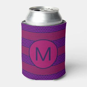Rafraîchisseur Pour Canette Motif de monogramme rayé violet et magenta