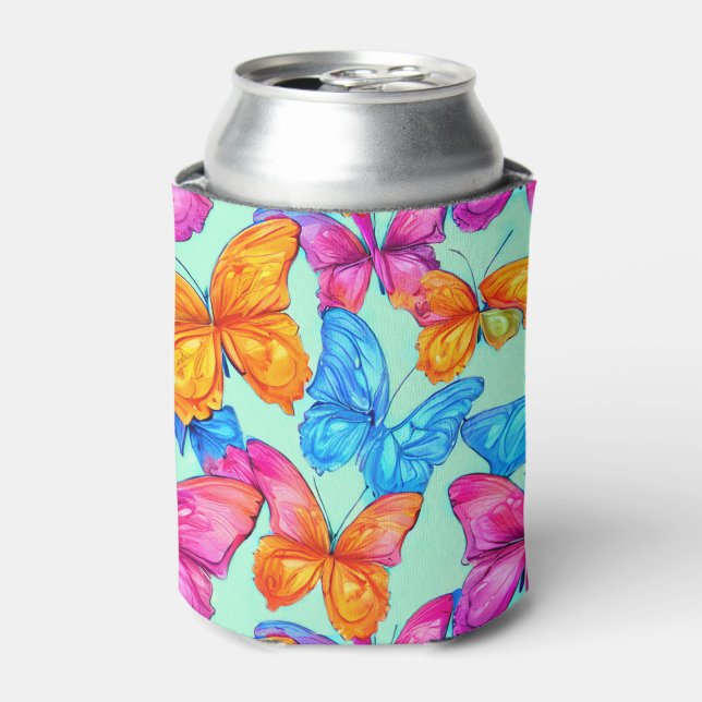 Rafraîchisseur Pour Canette Motif de papillons colorés (Can devant)