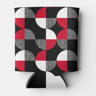 Rafraîchisseur Pour Canette Motif de plaid géométrique noir, rouge, blanc.