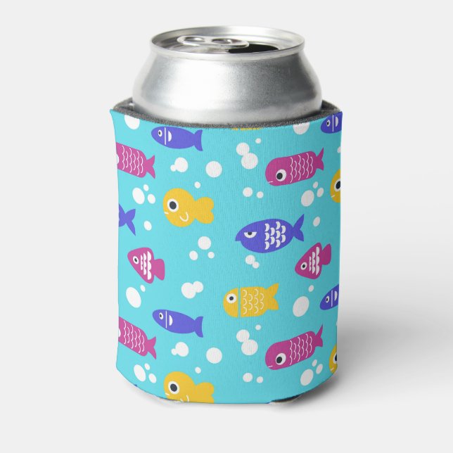 Rafraîchisseur Pour Canette Motif de poissons de dessin animé colorés bleus (Can Dos)