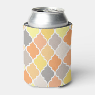 Rafraîchisseur Pour Canette Motif de quatrefoil jaune, orange et gris
