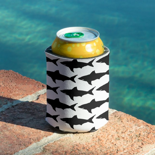 Rafraîchisseur Pour Canette Motif de requin noir et blanc peut refroidir (Piscine in situ)