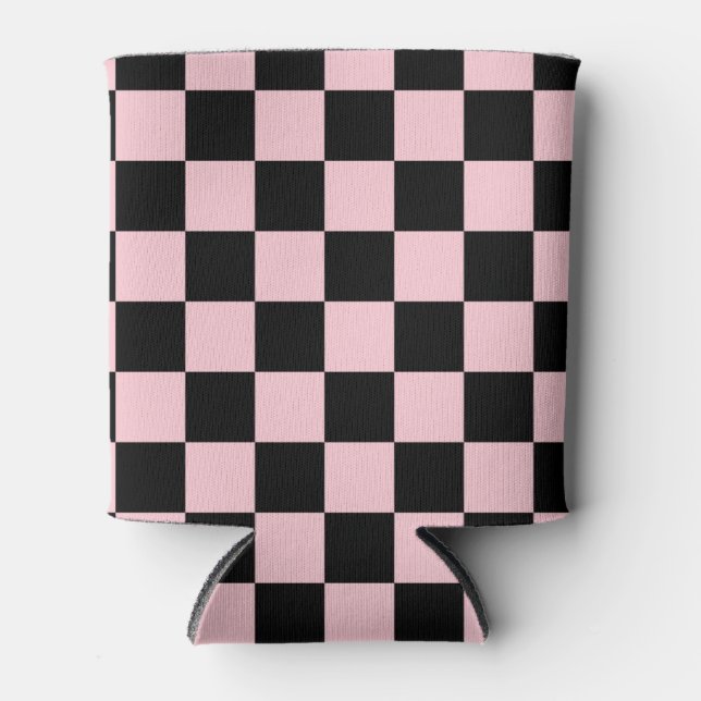 Rafraîchisseur Pour Canette Motif de tableau de chèques Pastel Black Pink (Devant)