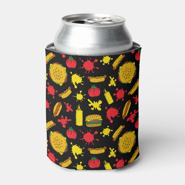 Rafraîchisseur Pour Canette Motif de taches de moutarde de burgers de fêtes BB (Can devant)