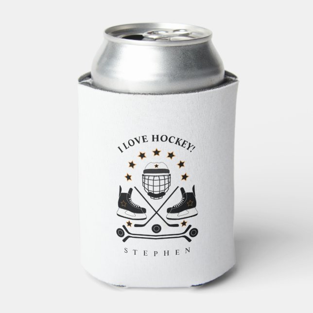 Rafraîchisseur Pour Canette Motif d'équipement de hockey noir et blanc peut re (Can devant)