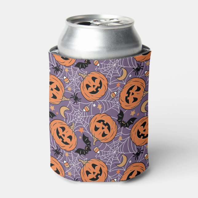 Rafraîchisseur Pour Canette Motif d'Halloween violet Jack-O-lanterne (Can devant)
