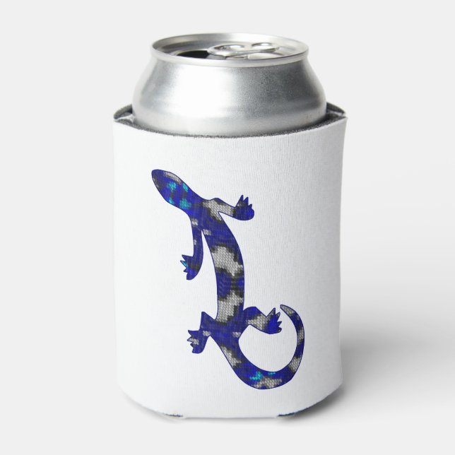 Rafraîchisseur Pour Canette Motif en mosaïque bleue Gecko Lizard Reptile Art (Can devant)