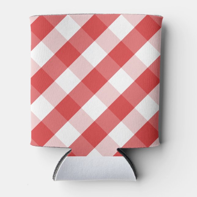 Rafraîchisseur Pour Canette Motif en vichy rouge et blanc (Devant)