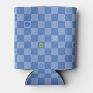 Rafraîchisseur Pour Canette Motif Fleur à Carreaux N° 01 - Bleu Clair