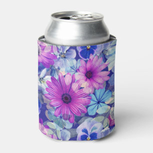 Rafraîchisseur Pour Canette Motif Floral bleu magenta rose