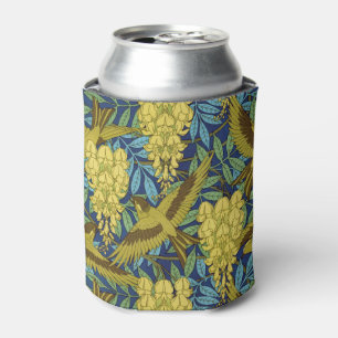 Rafraîchisseur Pour Canette Motif floral vintage bleu marine et jaune