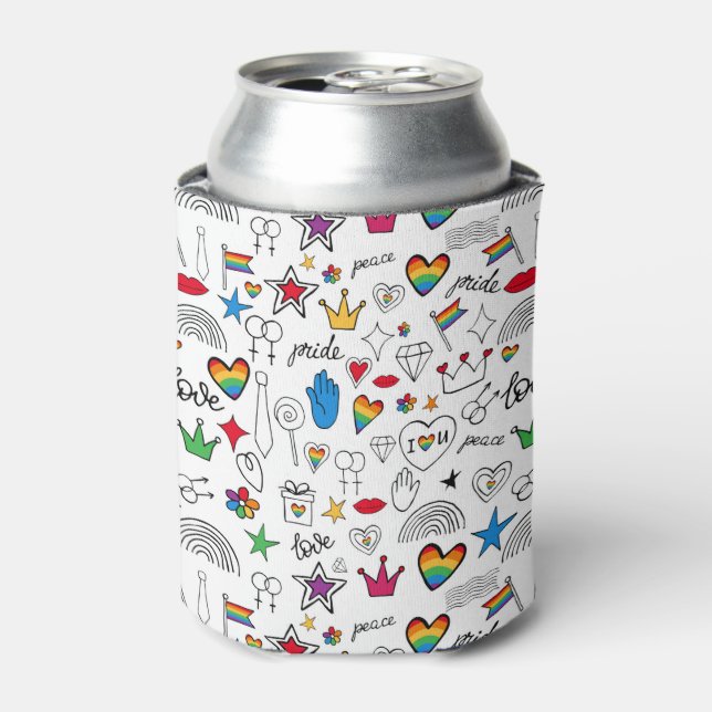 Rafraîchisseur Pour Canette Motif gay pride Doodle (Can devant)