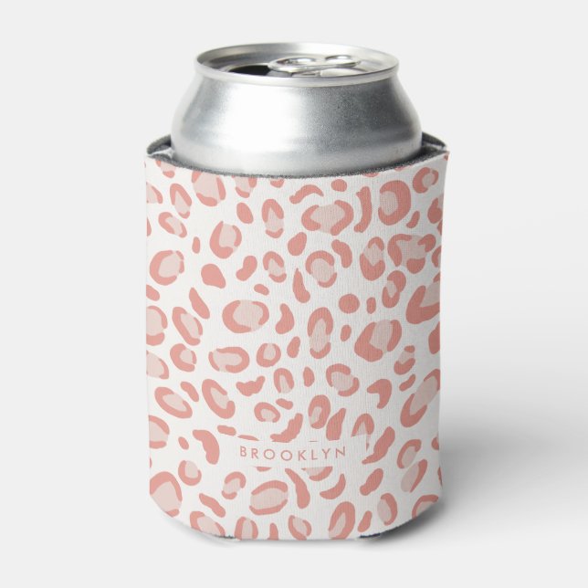 Rafraîchisseur Pour Canette Motif léopard rose corail moderne (Can devant)
