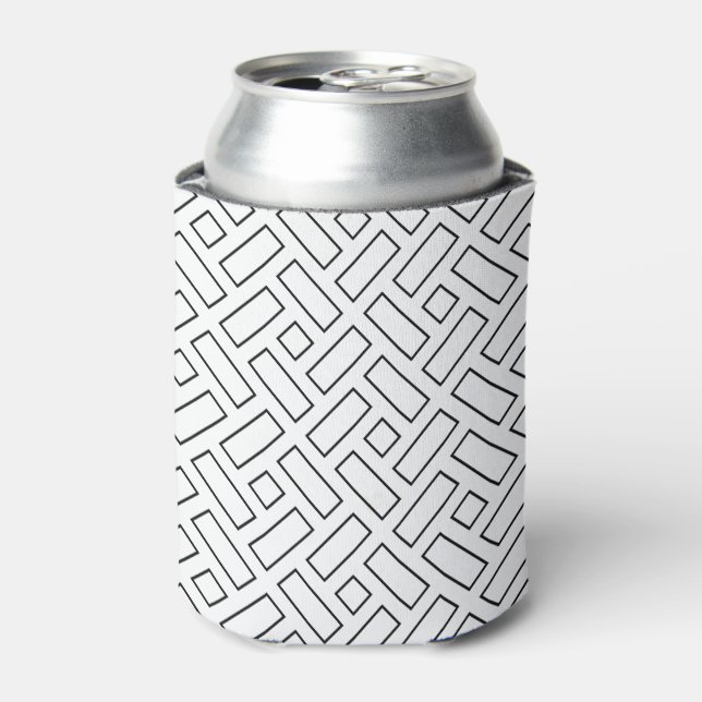 Rafraîchisseur Pour Canette Motif linéaire noir et blanc - blanc (Can devant)