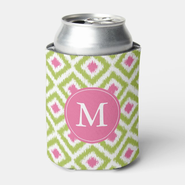 Rafraîchisseur Pour Canette Motif Monogramme de diamants verts et roses (Can devant)