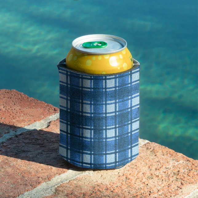 Rafraîchisseur Pour Canette Motif Plaid bleu et blanc moderne Denim (Piscine in situ)