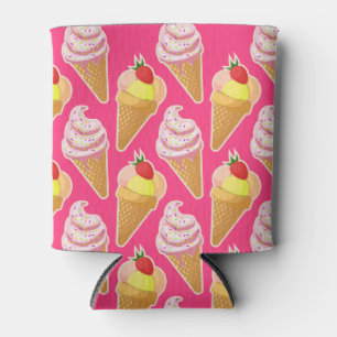 Rafraîchisseur Pour Canette Motif rose Kawaii avec crème glacée aux fraises