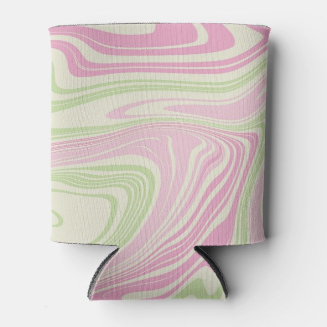 Rafraîchisseur Pour Canette Motif rose vert à bille liquide (Devant)