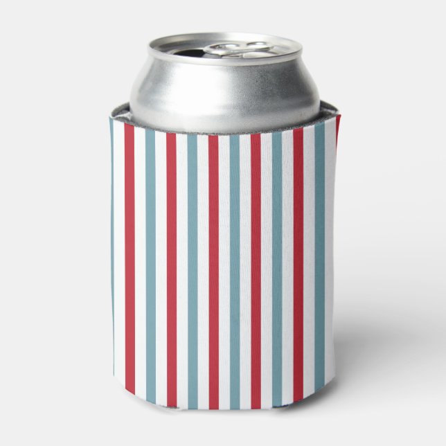 Rafraîchisseur Pour Canette Motif rouge blanc et bleu rayé patriotique (Can devant)