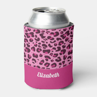 Rafraîchisseur Pour Canette Motif tacheté tendance léopard rose avec nom