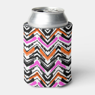 Rafraîchisseur Pour Canette Motif tiré par la main noir, orange, et rose de