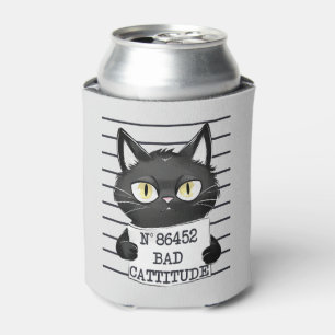 Rafraîchisseur Pour Canette Mugshot de chat noir drôle et mignon