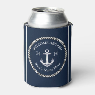 Rafraîchisseur Pour Canette Nautical Marine Blue Boat Nom Ancre corde