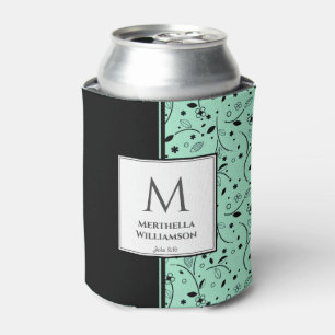 Rafraîchisseur Pour Canette NEO MINT BLACK Floral Custom Monogram Keepsaké