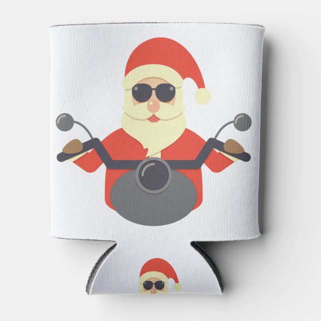 Rafraîchisseur Pour Canette Noël amusant Santa Claus Motorbike Biker Harley (Devant)