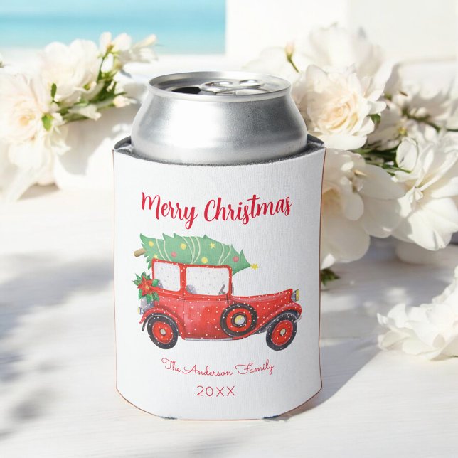 Rafraîchisseur Pour Canette Noël Arbre Rouge Blanc Vacances (Créateur téléchargé)