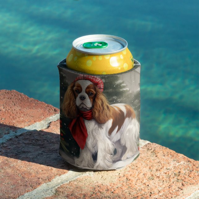 Rafraîchisseur Pour Canette Noël du chien espagnol Cavalier King Charles (Piscine in situ)