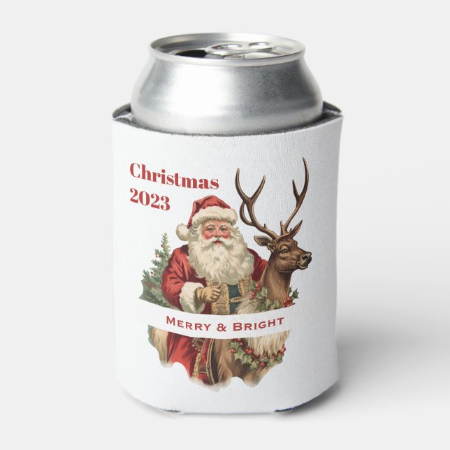 Rafraîchisseur Pour Canette Noël du Père Noël rétro à cheval (Can devant)
