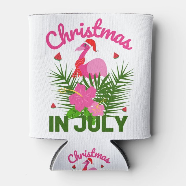 Rafraîchisseur Pour Canette Noël en juillet joli été flamingo (Devant)