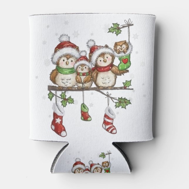 Rafraîchisseur Pour Canette Noël pour les amateurs de chouettes costume de fam (Devant)