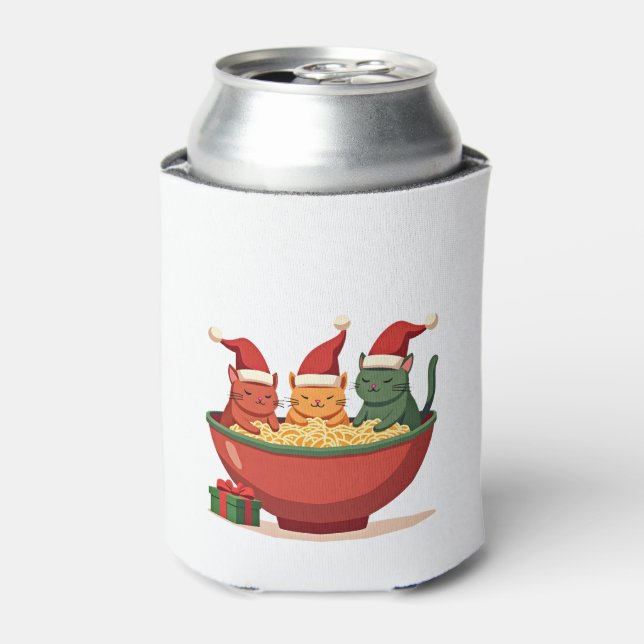 Rafraîchisseur Pour Canette Noël Ramen Chat Père Noël Anime Meow Kitty Meow Ca (Can devant)