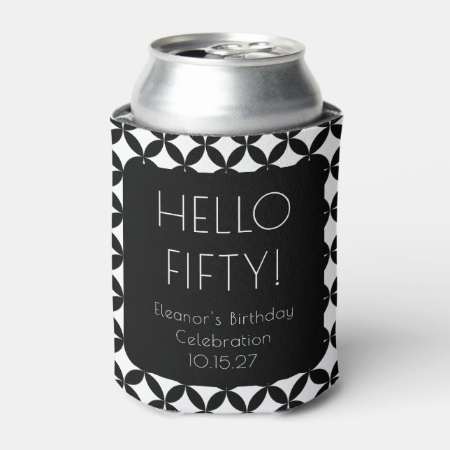 Rafraîchisseur Pour Canette Noir Blanc Mid Century Mod 50e anniversaire Person (Can devant)
