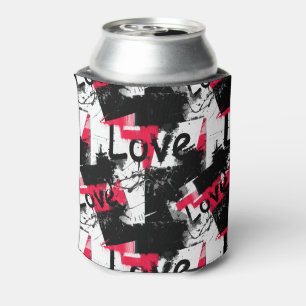 Rafraîchisseur Pour Canette Noir et blanc avec taches rouges amour motif
