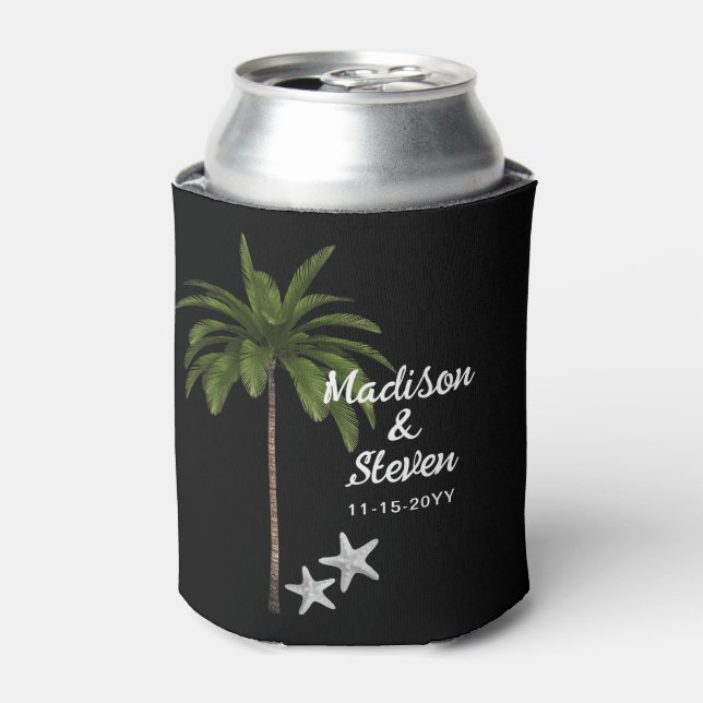 Rafraîchisseur Pour Canette Noir moderne Blanc Été Plage Mariage Faveur (Can devant)