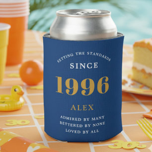 Rafraîchisseur Pour Canette Nom 30e Anniversaire 1996 Bleu Or Élégant Chic