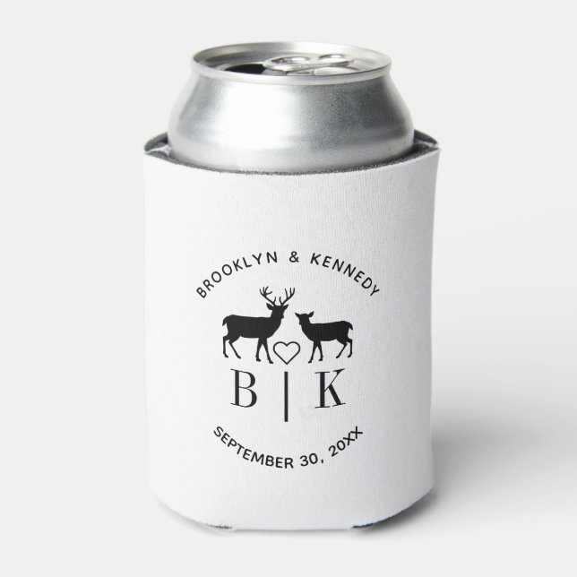 Rafraîchisseur Pour Canette Nom de couple Deer Monogram Mariage campagnard rus (Can devant)