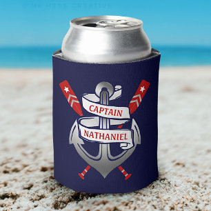 Rafraîchisseur Pour Canette Nom de coutume de bleu marine de capitaine Anchor